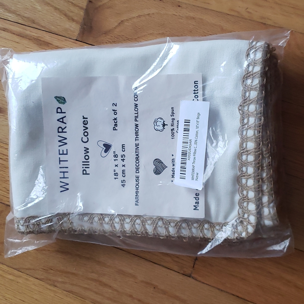 White wrap pillow cover.